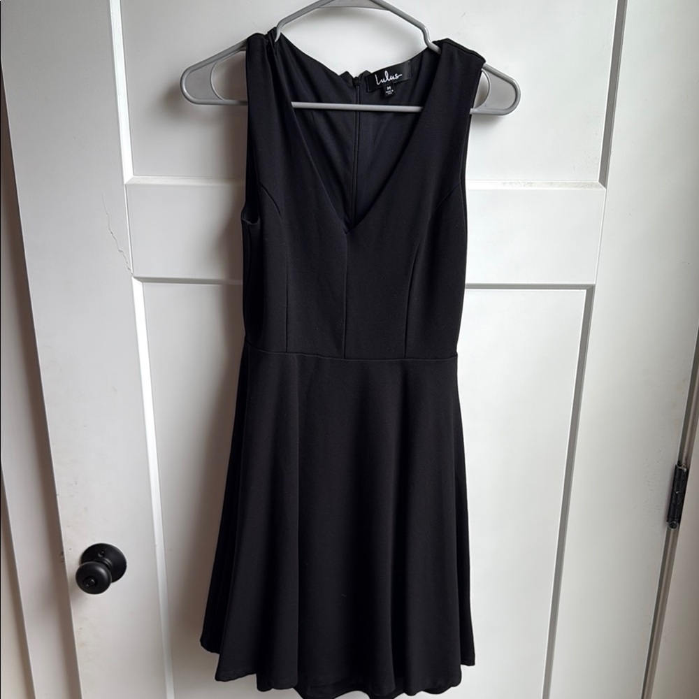 Lulu's Black A-Line V-Neck Mini Dress
